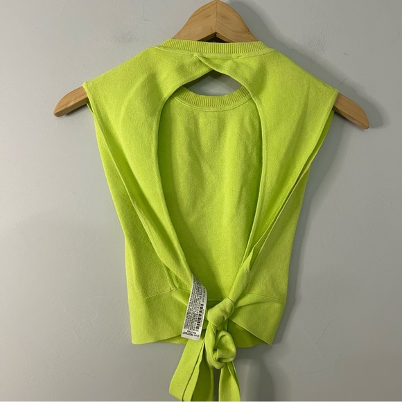 Zara Knit Open Back Tie Crop Top Yellow Green Blogger Favorite 3519/034/509 - Picture 4 of 7